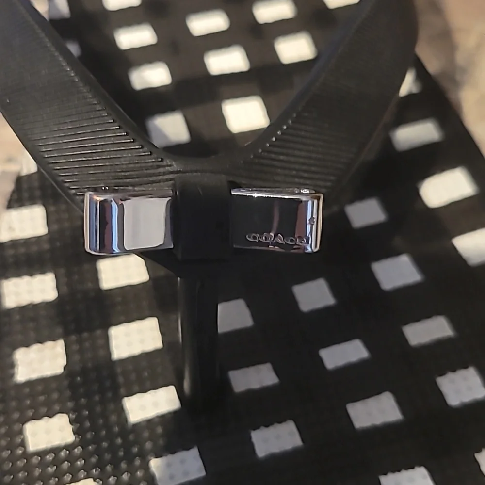 Coach Black White Gingham Amel Flip Flops Sandals Women’s Size 7-8 Bows Checks - Picture 3 of 5